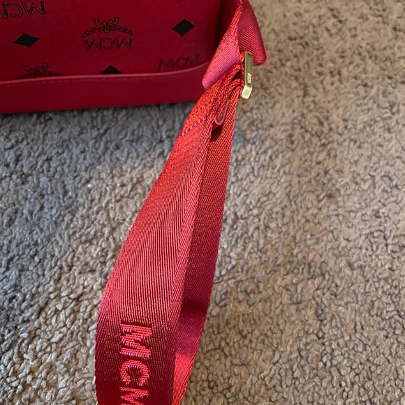 Authentic Red Mcm back pack with black MCM logo main image 7